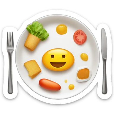 Gourmet plate with little food in the middle and big empty round border sticker