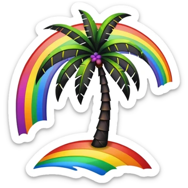 Palmera de negro y arcoiris sticker