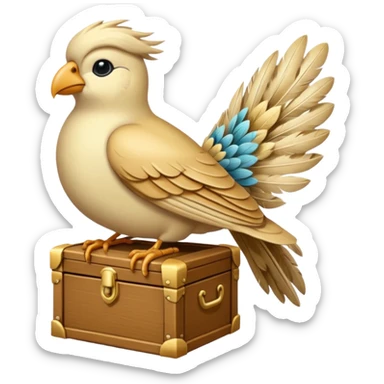 dollar bird up, cream color on chest sticker