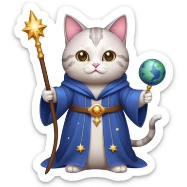 Gato mago en el espacio sticker