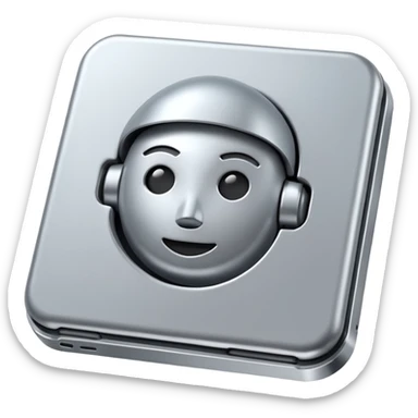 A minimalistic 3D icon representing a tech solution sticker