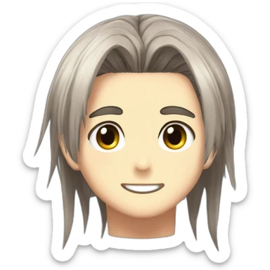 Long haired bun Eren jaeger sticker