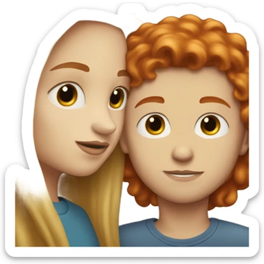Long-haired-redhead-girl-kissing short haired blonde boy sticker