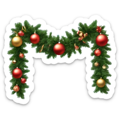 Realistic Circular christmas garland with baubles and bows sticker