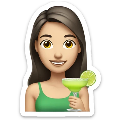 White brunette holding margarita smiling    sticker