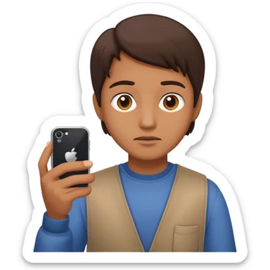 person with iphone searching sticker