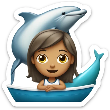 girl is watching dolphins from sailboat sticker
