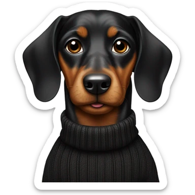 Black & tan sausage dog wearing jumper  sticker