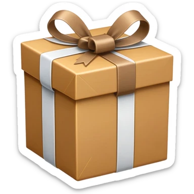 Light brown and white present box  sticker