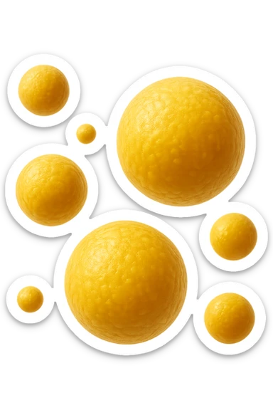 adipociti (cellule gialle) anatomiche realistiche fluttuano in aria sticker