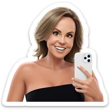 smiling girl with cellphone sticker