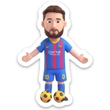 Lionel Messi, football legend, 3D emoji style sticker