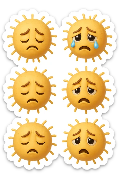 EMOJI STILE IPHONE DI 6 BATTERI INTESTINALI tristi CHE FLUTTUANO IN ARIA IPERREALISTICO 4K sticker