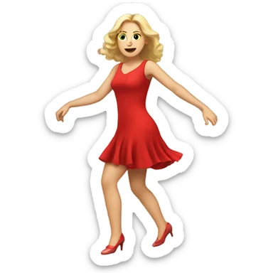 white woman red dress dancing sticker