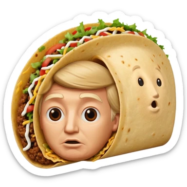 taco shell with a realistic Donald Trump face sticker