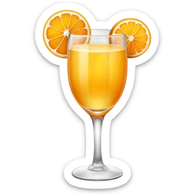 glass of mimosa with an orange slice sticker
