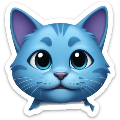 A blue cartoon cat sticker