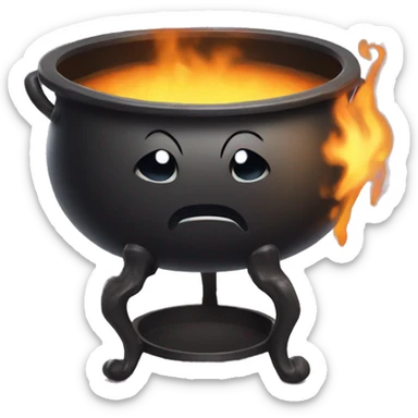 Cauldron with uwu face sticker