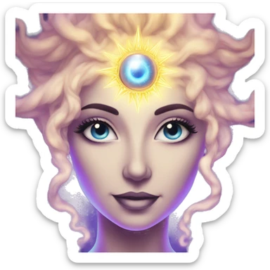 Pleiadian radiant glowing diva woman female third eye sticker