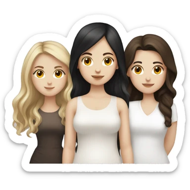 Brown hair white girl with a fat brown hair white girl and tall black hair white girl and a ghost sticker