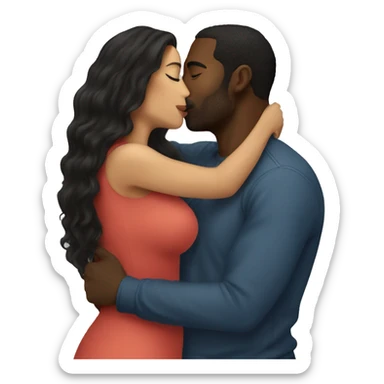 Long hair Latina kissing black man sticker