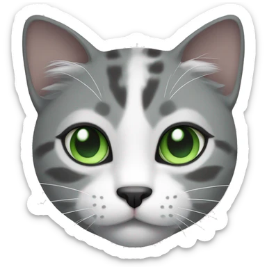 Gray and white cherazi cat with green eyes  sticker