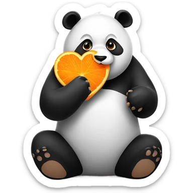 Panda holding a half free half orange love heart sticker