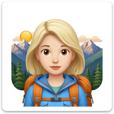 girl back packing mountains background  sticker