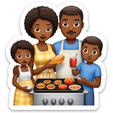 cookout with black family mom,dad,daughter,son, and baby sticker