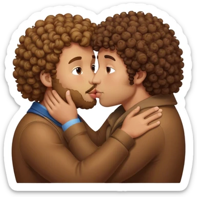 Guy with curly kissing bear sticker