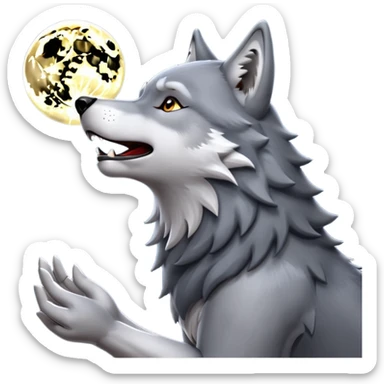 wolf howling to the moon sticker