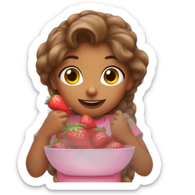 A pink girl eating strawberries sticker