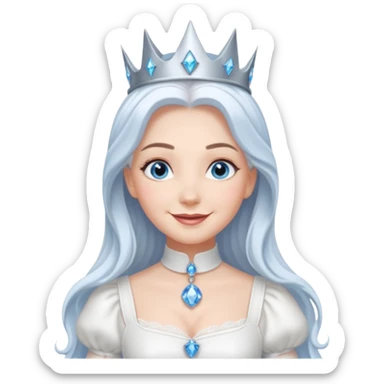 Good Witch of the North from the Wizard of Oz with blue eyes, white long hair, white outfit sticker