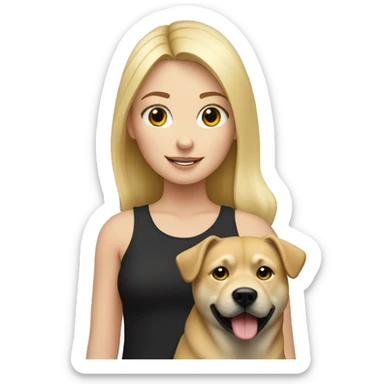 Blonde girl with black jindo dog sticker