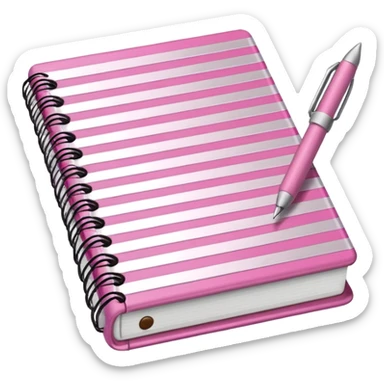 pink and brown striped diaries and pen sticker