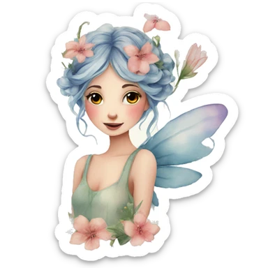 Watercolor fairy floral feminine  sticker