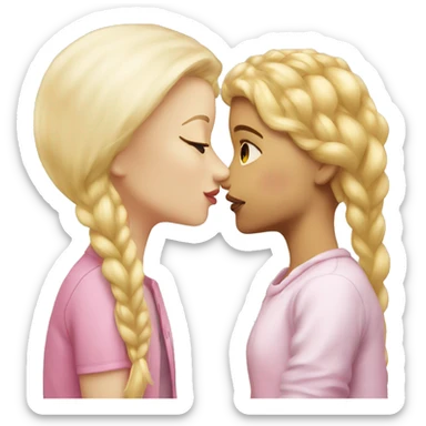 pink haired girl kissing a blonde girl sticker