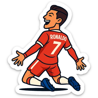 Cristiano Ronaldo celebrating with his signature 'Siuuu' pose, energetic and joyful sticker