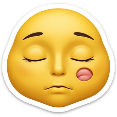 puckering lips with eyes closed tightly. yellow face sticker