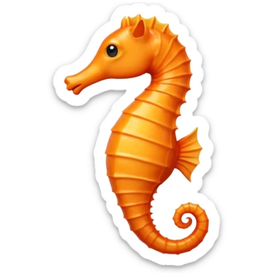 orange seahorse facing left with simple expression sticker