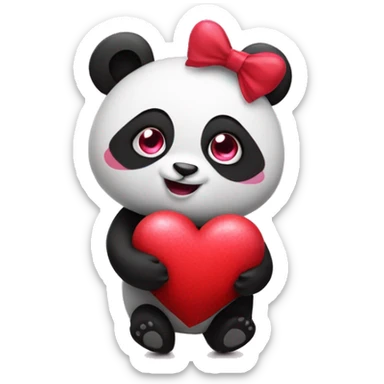 Emoji panda con corazones rosas alrededor  sticker