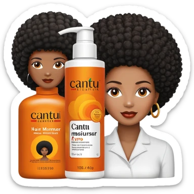 Bottle of Cantu Hair Moisturiser. The label on the bottle should have a picture of a black woman with afro. sticker