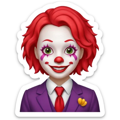 female Clown with a tie and suit sticker