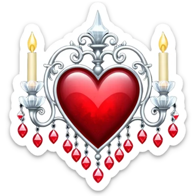 heart with gothic chandelier crystals sticker
