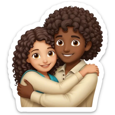 Beautiful girl with curly hair indian girl short girl hugging indian boy sticker