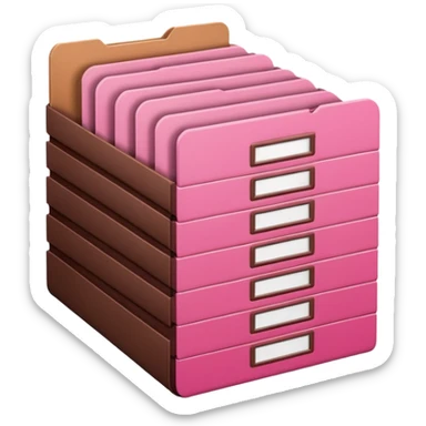 pink and brown files pile sticker