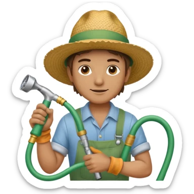 Gardner with hose sticker