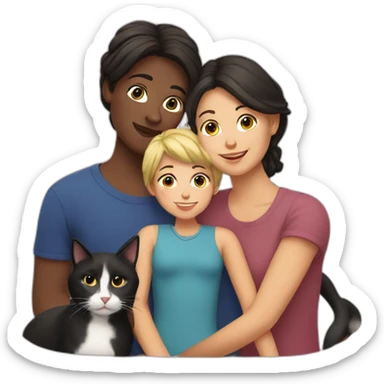 lesbian european family with black cat sticker