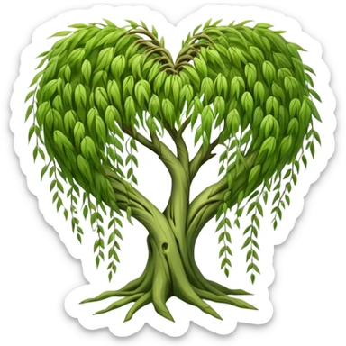 weeping willow tree hugging a heart sticker