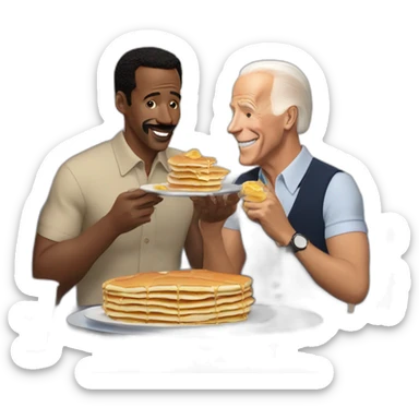 Ted Lasso eating pancakes with Joe Biden  sticker